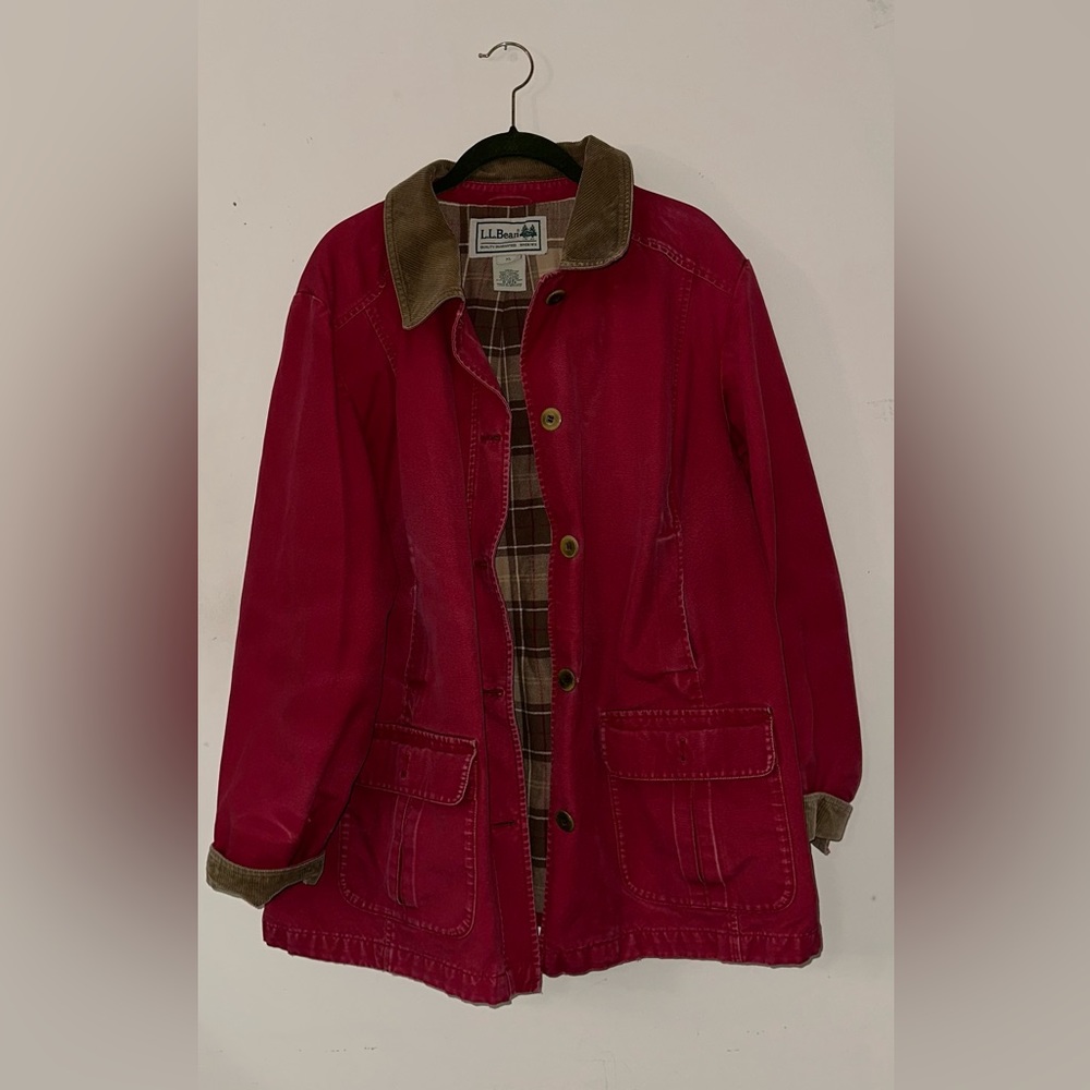 Vintage LLbean Original Barn Coat /Duck Canvas Jacket/Cranberry Red Woman XL